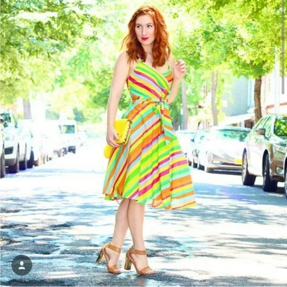 MARC JACOBS Multicolor Striped Spaghetti Strap Midi Summer Dress - Picture 7 of 7
